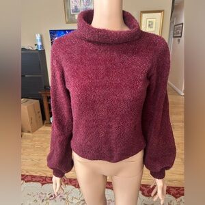 Lulu's Maroon Cowl Neck Bubble Sleeve Sweater size M